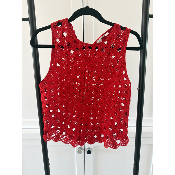 H&M Tops - H&M Red Crochet Tank Top